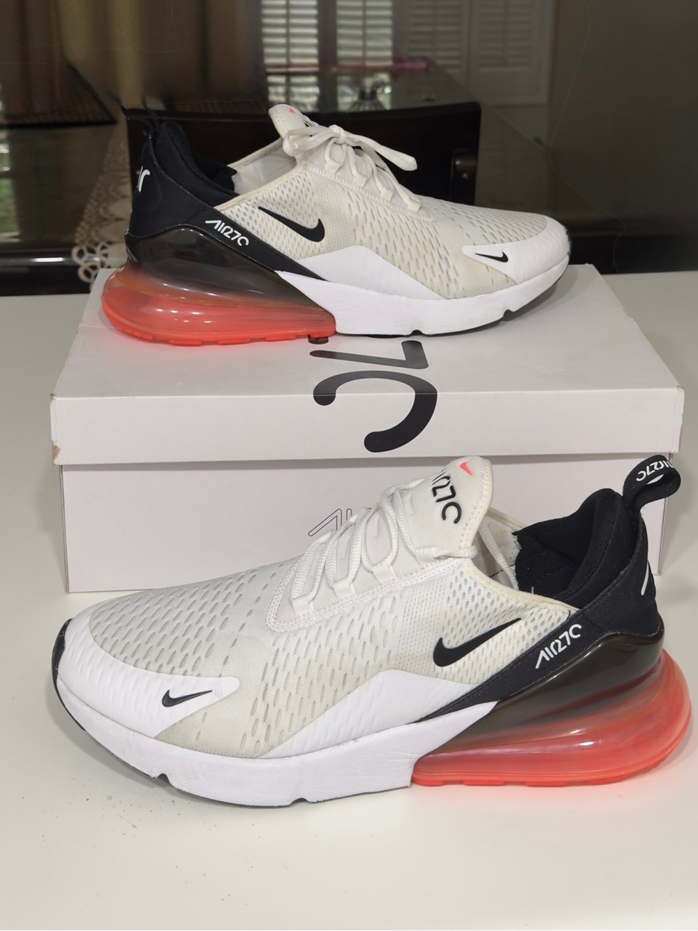 Nike Air Max 270 DH0616-100 Lifestyle Shoes White/Black Athletic Sneaker Men 13